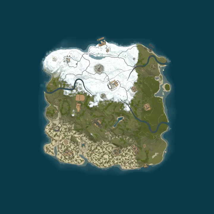 Map of RUSTOLUTION.GG 2x Monthly | Solo Duo | 50% Upkeep | No BP Wipe 