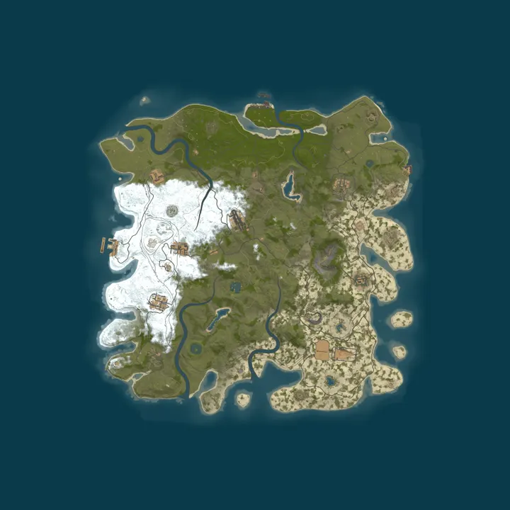 Map of Rust  1% upkeep - minis spawn on road