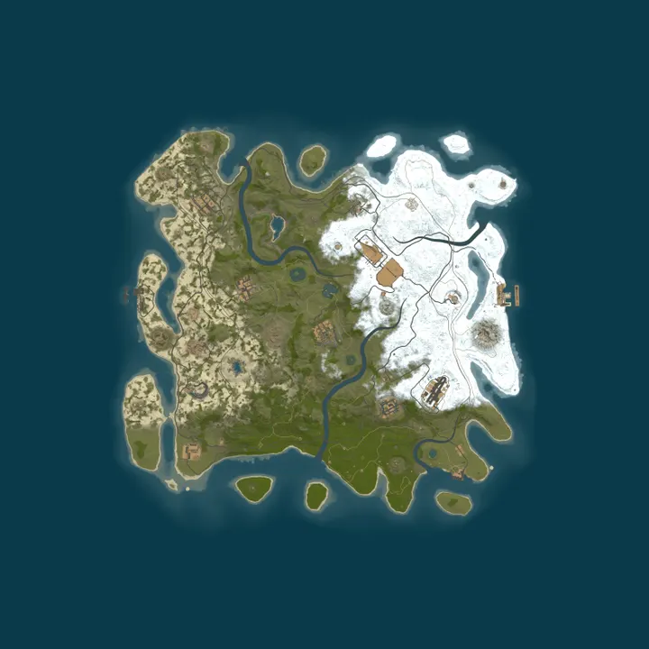 Map of RUST MEXICO NORTEÑO [MAP:VANILLA 4250 — 8 ISLAS, 3 ICE LAKES
